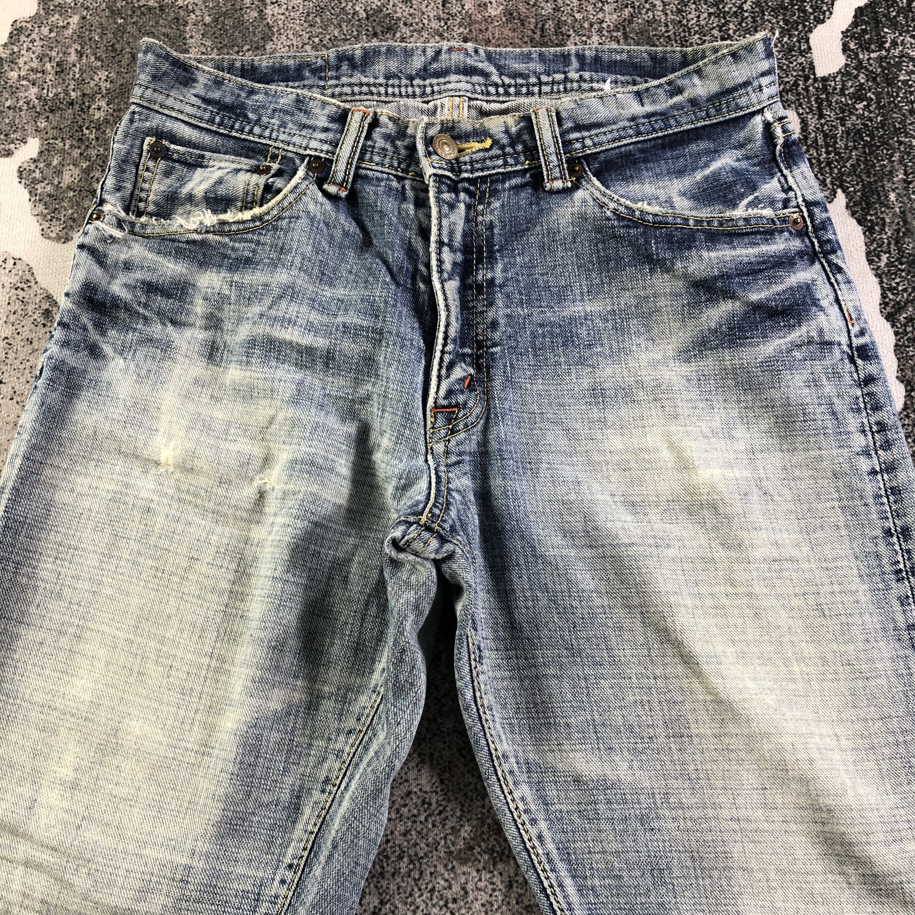 Japanese Brand GL Heart Jeans Faded Blue Denim KJ2270 Size US 29 - 3 Thumbnail