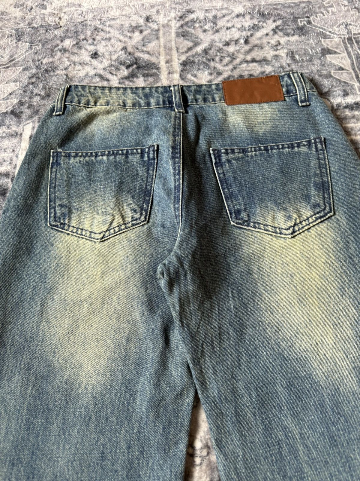 GOSTAR DE FUGA Japanese Brand Paneled Green Mud Wash Flared Jeans Size 27" / US 4 / IT 40 - 9 Thumbnail