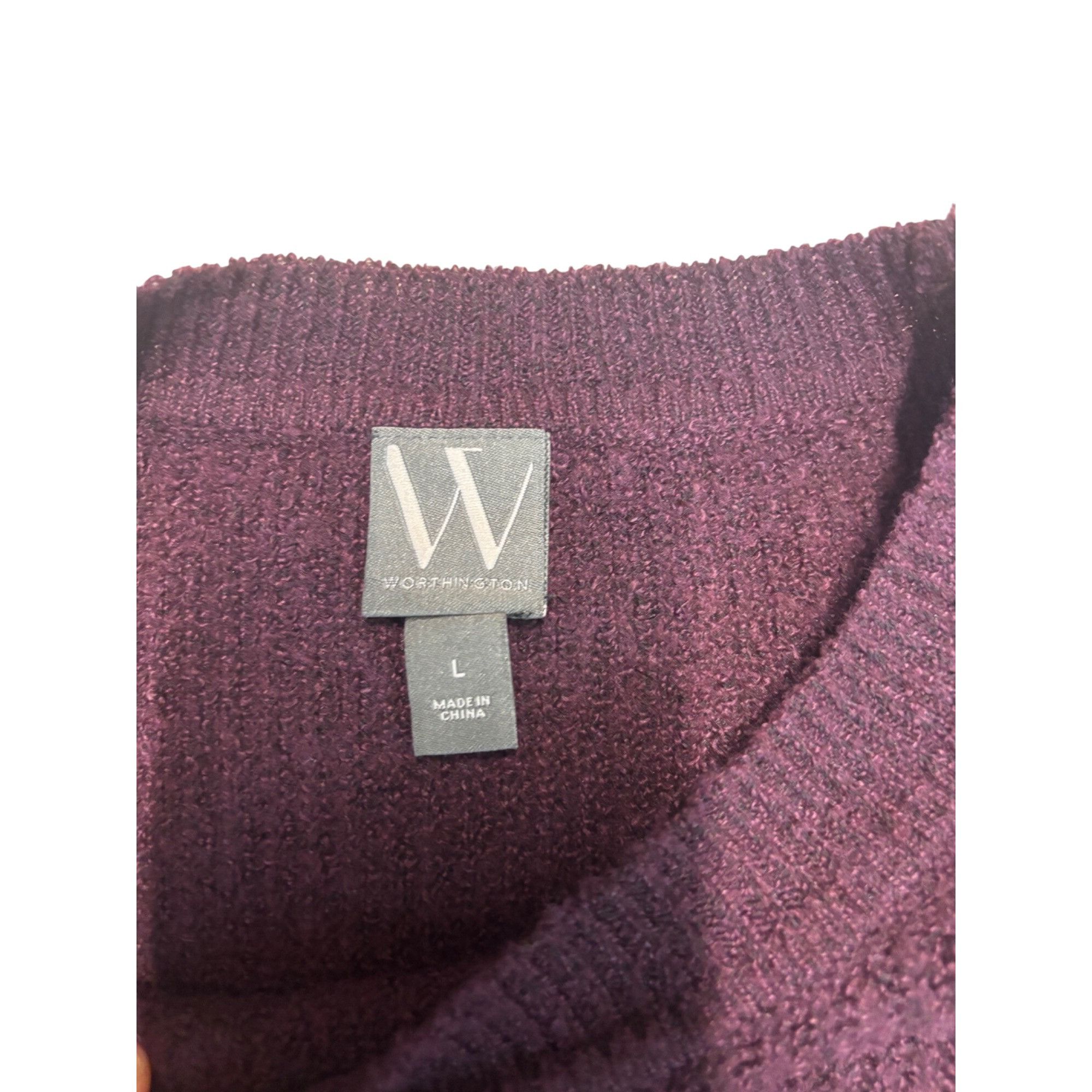 Worthington Worthington Women’s Crew Neck Flanged Sleeves Sweater, Burgu Size L / US 10 / IT 46 - 7 Thumbnail