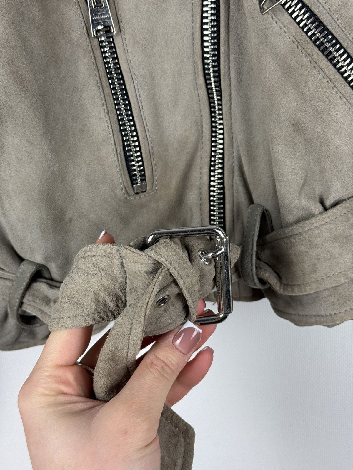 Allsaints Allsaints Suede Balfern Biker Ladies Belted Jacket Size XS / US 0-2 / IT 36-38 - 13 Thumbnail