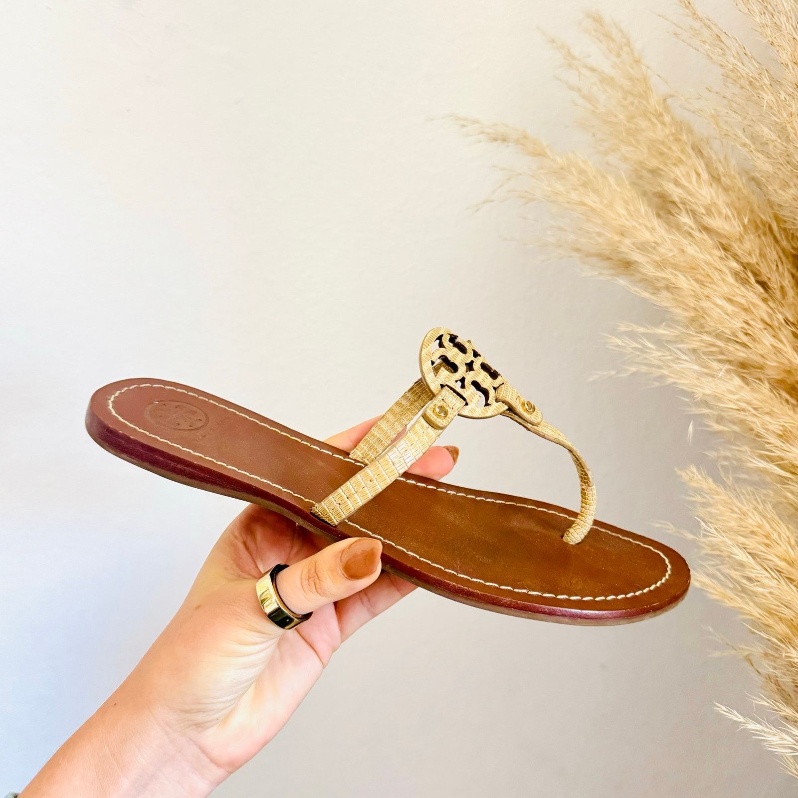 Tory Burch TORY BURCH Beige Brown Print Mini Miller $258 Slides Sandals Size US 8.5 / IT 38.5 - 2 Thumbnail