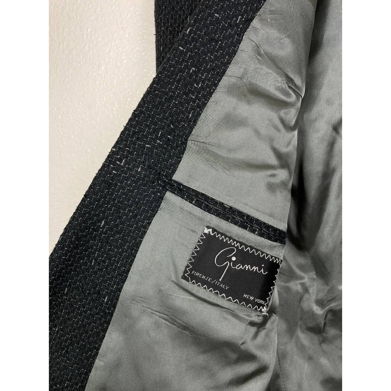 Gianni Valentino Gianni Jeffrey Michael Blazer Mens 44 Black Double Breasted Size 44R - 12 Thumbnail