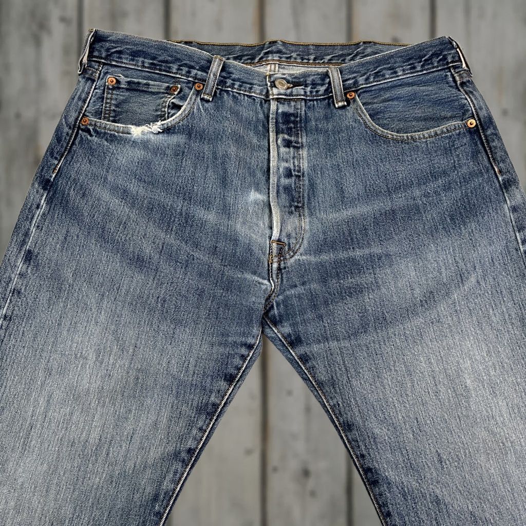 Levi's Levi’s 501 Jeans Men’s 38x30 Button Fly Blue Thrashed 90s USA Size US 38 / EU 54 - 1 Thumbnail