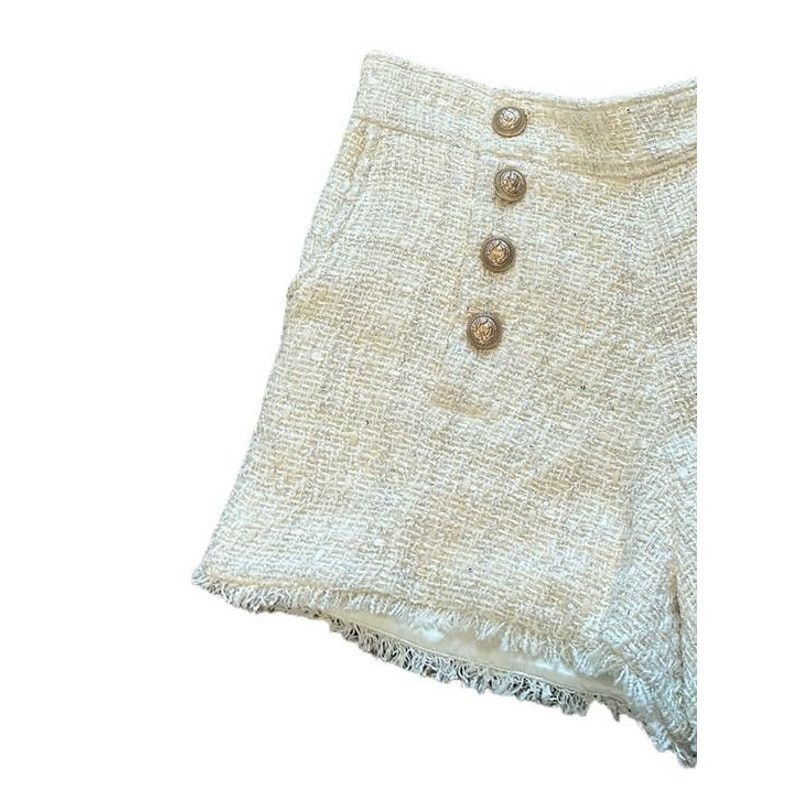 Generation Love Generation Love Women's Medium Ivory Lizzy Tweed Shorts Size 30" / US 8 / IT 44 - 4 Thumbnail