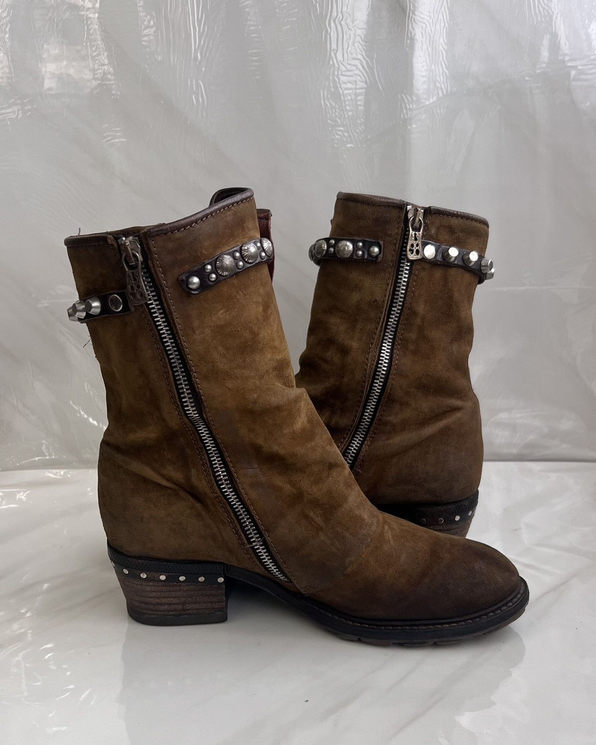 A.S.98 As 98 Airstep Zipper Boho Biker Green distressed boot Size US 8 / IT 38 - 6 Thumbnail
