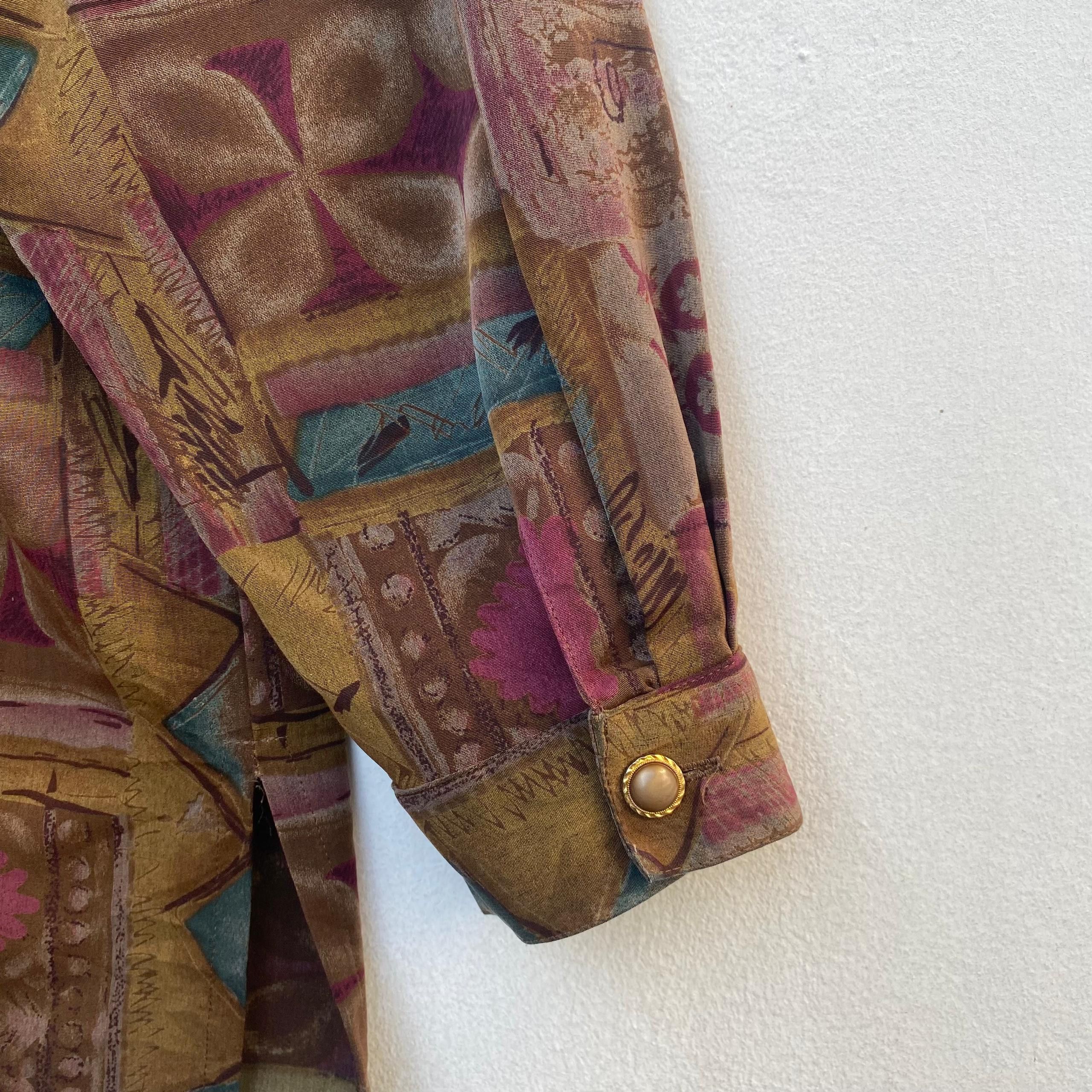 Vintage VINTAGE BLOUSE COLLARED LARGE SIZE ART ABSTRACT Size L / US 10 / IT 46 - 6 Thumbnail