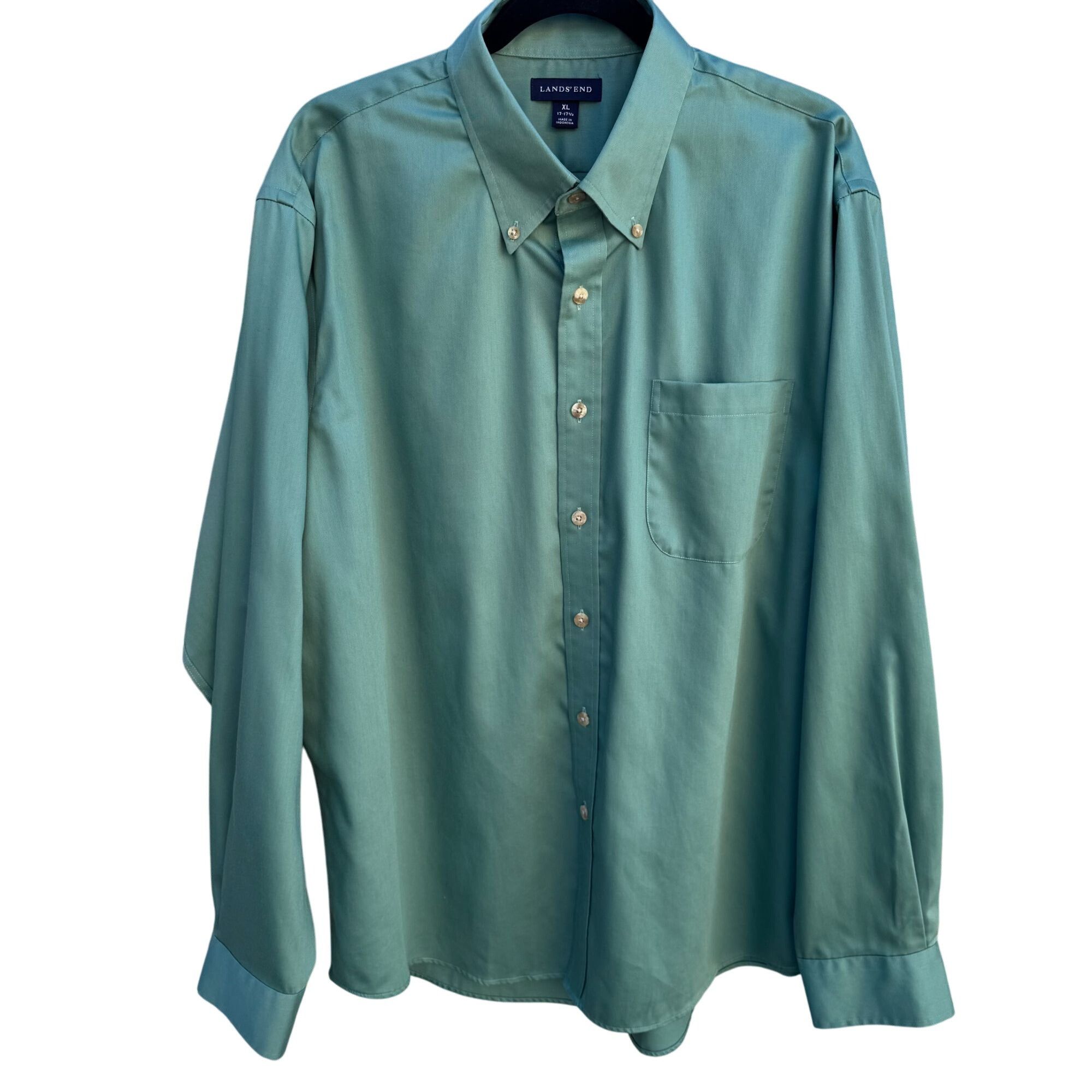 Lands' End Lands End Vintage 90s Mens Green Long Sleeve Button-Down Dre Size US XL / EU 56 / 4 - 1 Thumbnail