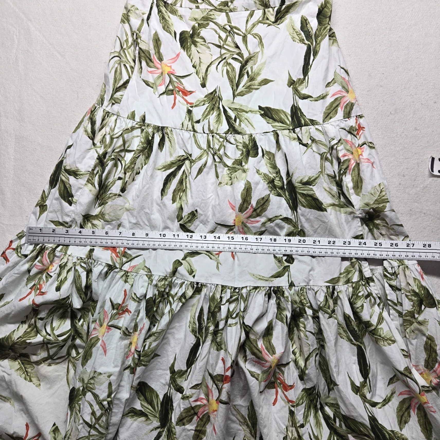 Vintage WAYF Floral Long Skirt Elastic Waist A-Line Casual Women M White Cotton Blend Polyester Skirt Spring Summer Womens Size 32" / US 10 / IT 46 - 6 Thumbnail