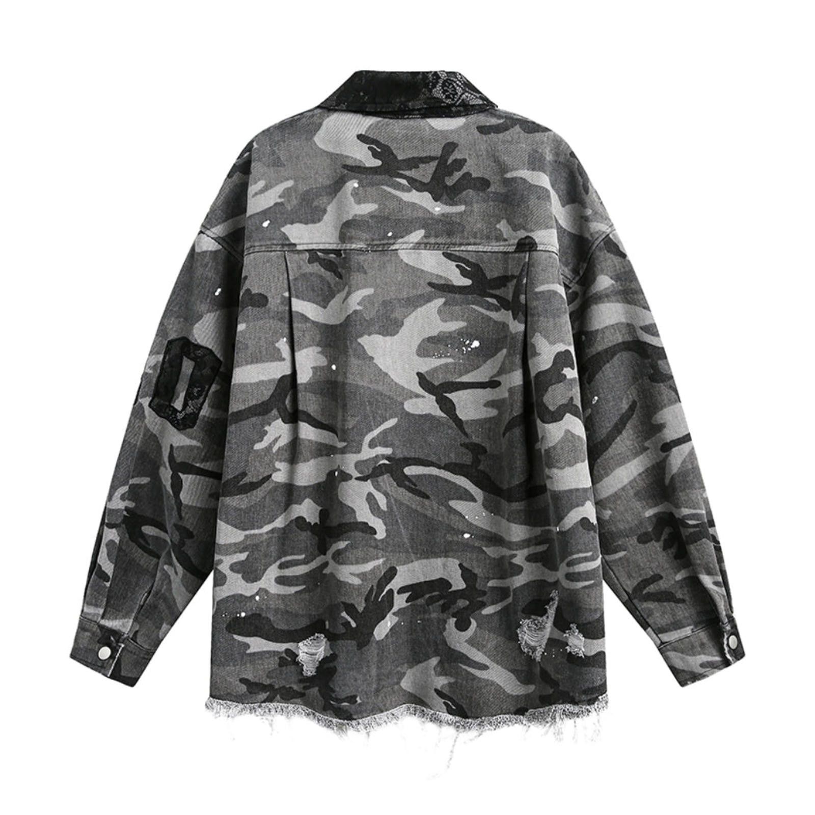 Other Camo Denim Shirt with Distressed Details Size US M / EU 48-50 / 2 - 2 Thumbnail