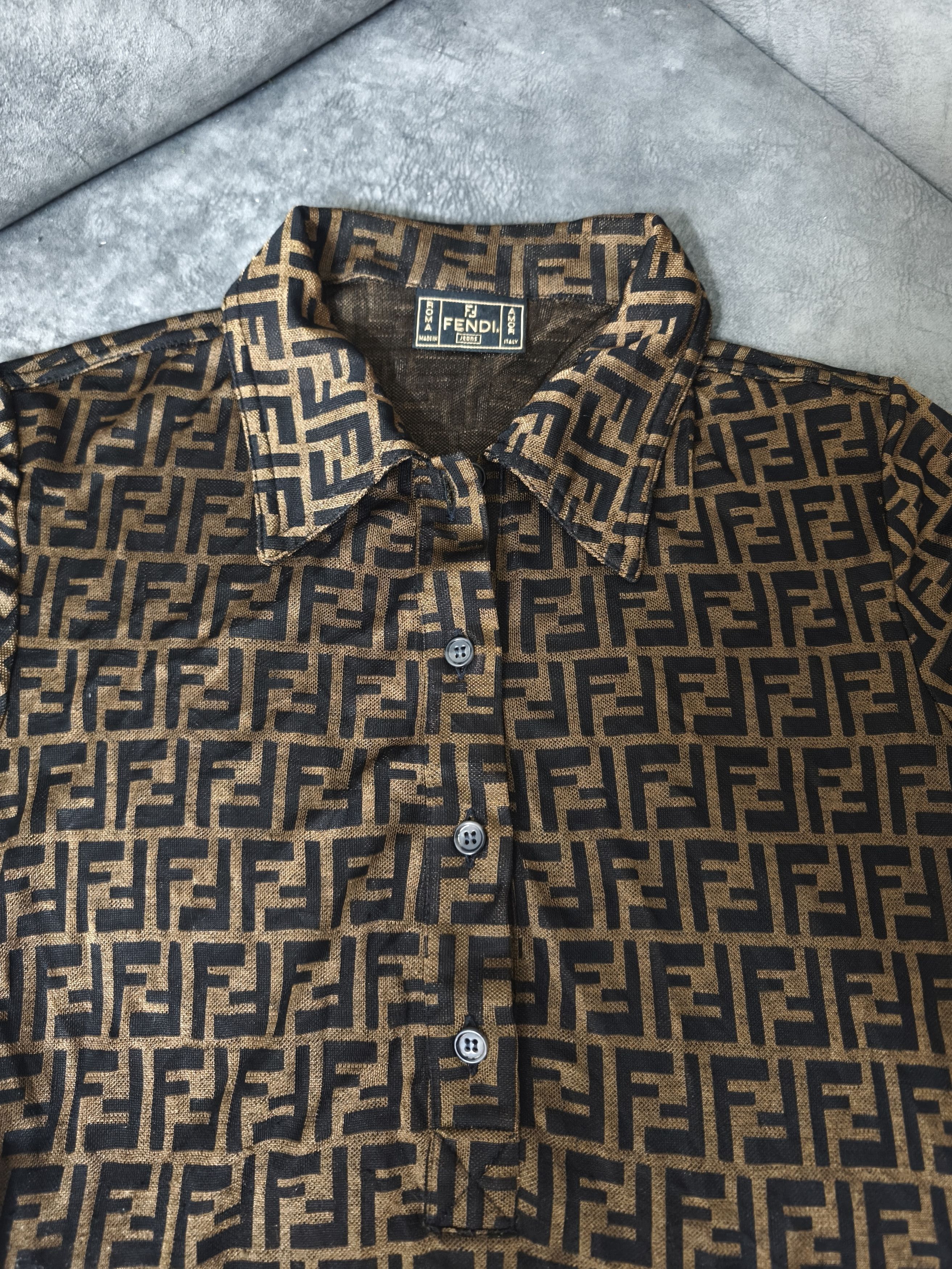 Fendi Archive Fendi Zucca Pattern Collared Dress 90s Era Size M / US 6-8 / IT 42-44 - 4 Thumbnail