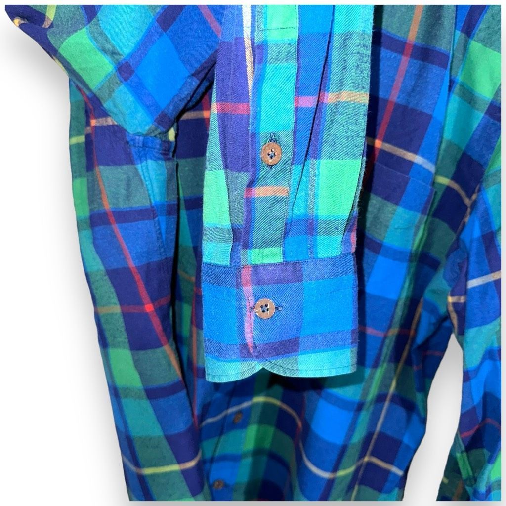 Other Giannetto Portofino Blue & Green Plaid Flannel Button Down Size US L / EU 52-54 / 3 - 8 Thumbnail