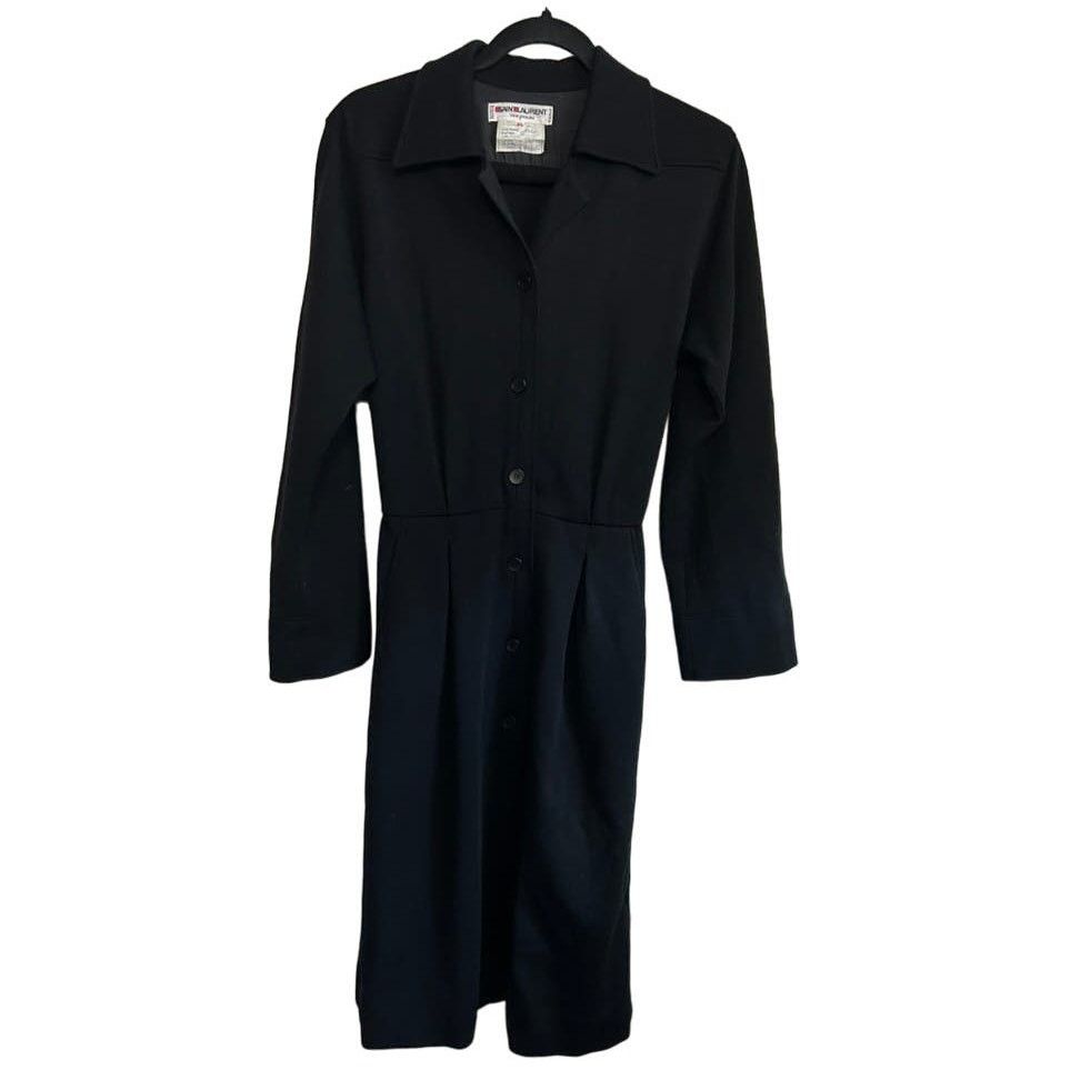 image of Vintage YVES Saint Laurent Rive Gauche 36 Black Wool Coat, Women's (Size XS)