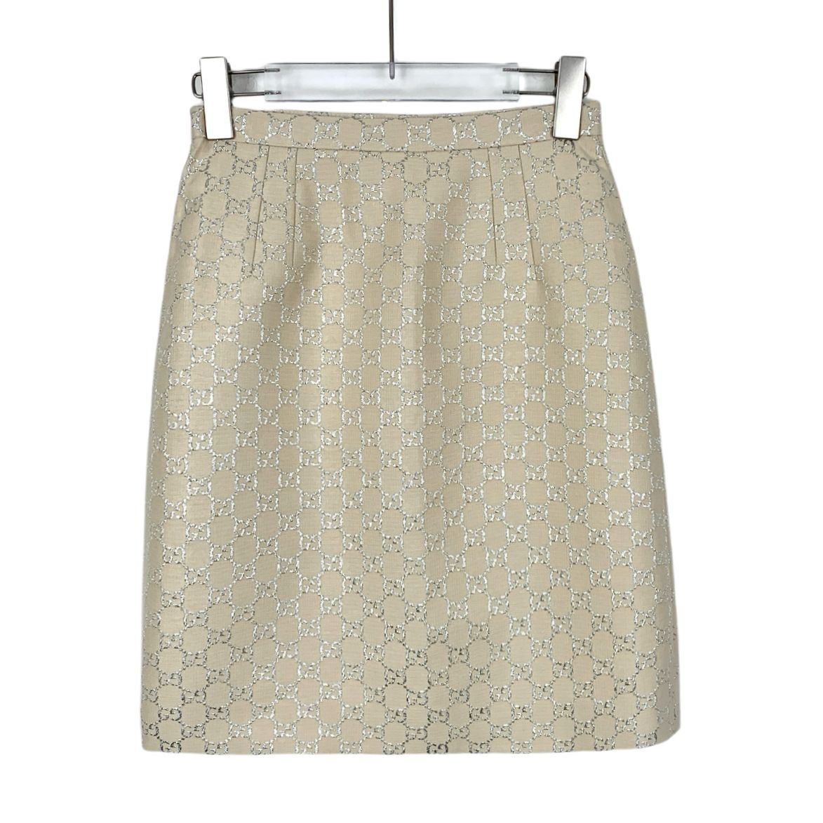Gucci Gucci Beige Logo Jacquard Full Print Wool Skirt Size 36 XS M Size 36" / US 14 / IT 50 - 6 Thumbnail