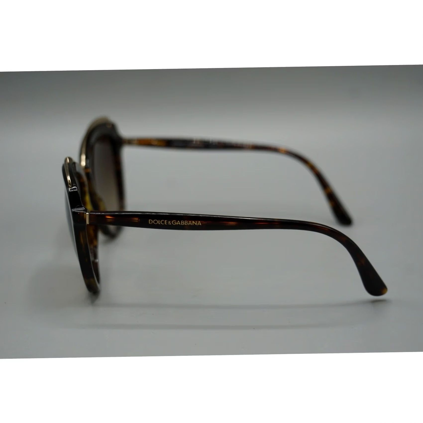 Dolce & Gabbana VINTAGE Dolce & Gabbana DG4304 Cat-Eye Sunglasses 57mm Italy — Scratched Gold Frame Womens 502/13 Havana Brown Gradient Size ONE SIZE - 3 Thumbnail