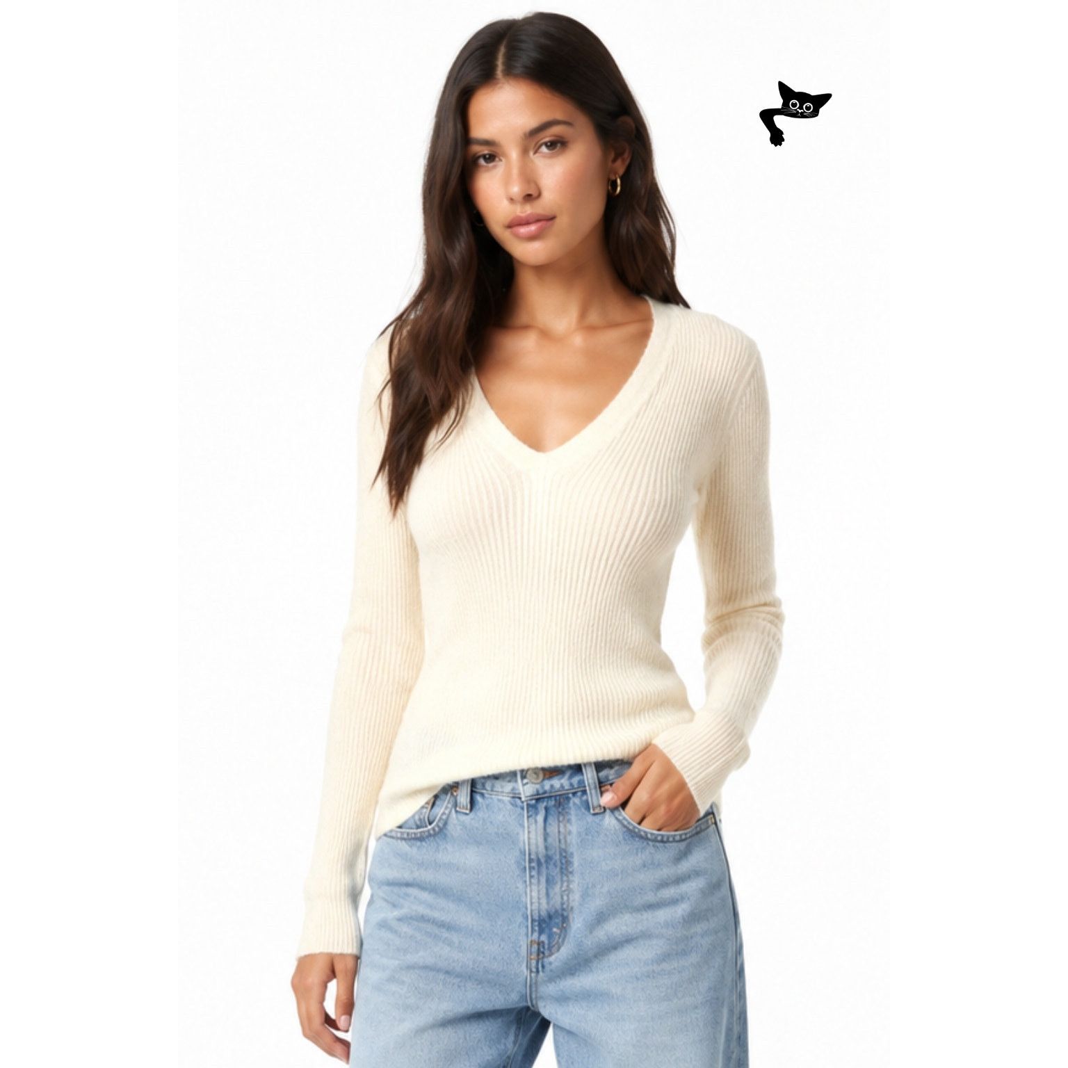 Rag & Bone Rag & Bone Ribbed V Neck Sweater Women US S Cream Size S / US 4 / IT 40 - 6 Thumbnail