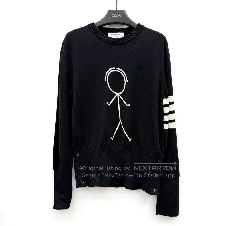 Thom Browne Matchstick man pattern merino wool knit sweate