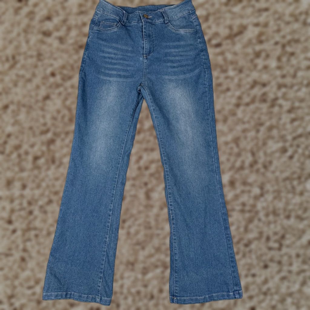 Vintage Unbranded Jeans Women 25 Blue Denim Bootcut High Rise Cotton Zip Fly Whiskers 25x27 Size 42" / US 20 - 1 Thumbnail