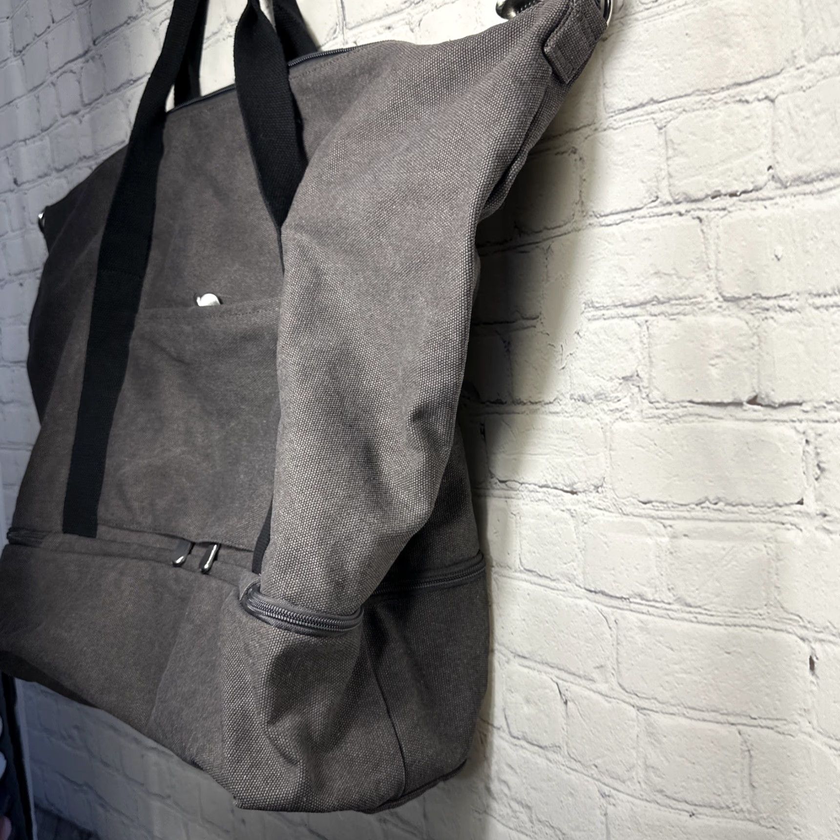Catalina Lo & Sons Catalina Deluxe Large Gray Tote Weekender Travel Bag Canvas Carry All Women Size ONE SIZE - 3 Thumbnail
