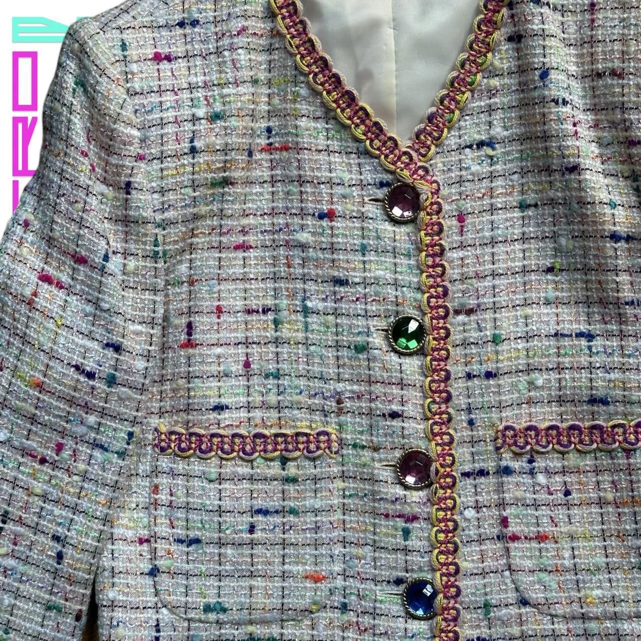 Other × Vintage Vintage Herbert Grossman 80s pink tweed jewel blazer - large Size L / US 10 / IT 46 - 1 Thumbnail