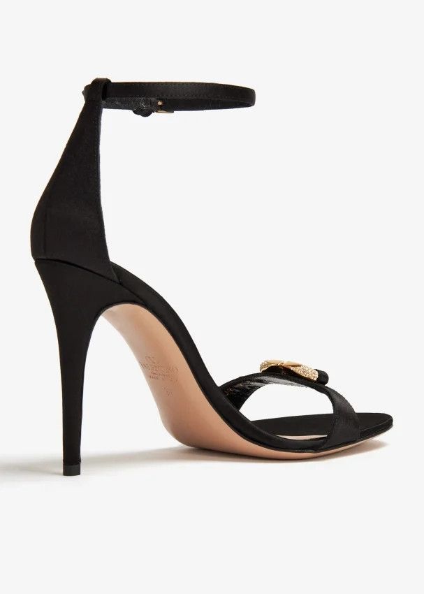 Valentino o1s22i1n0924 Vlogo Signature Satin Sandals in Black Size US 7 / IT 37 - 3 Thumbnail
