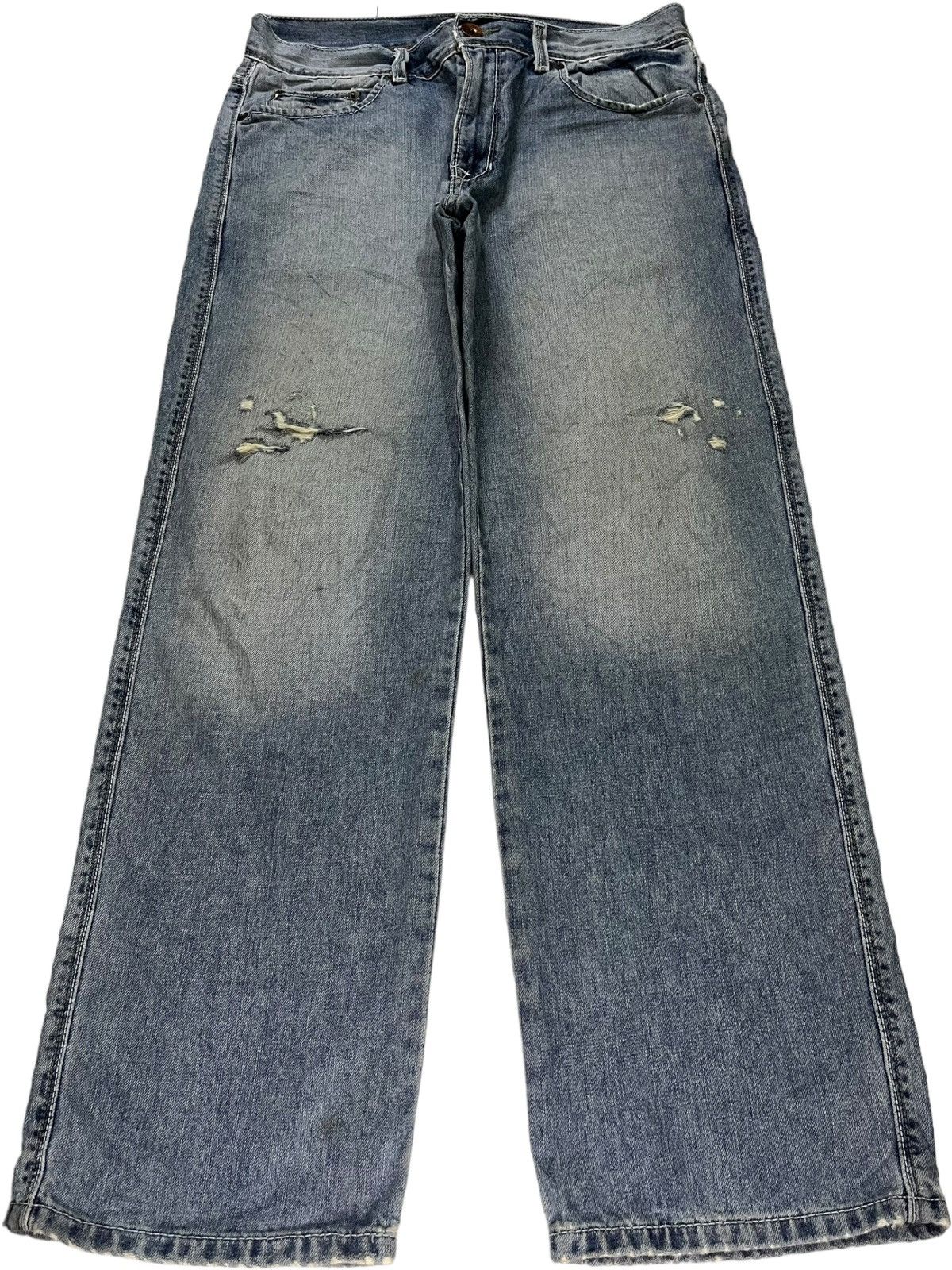 DKNY × Japanese Brand Vintage Dkny Faded Wash Distressed Style Baggy Jeans Size US 33 - 1 Thumbnail