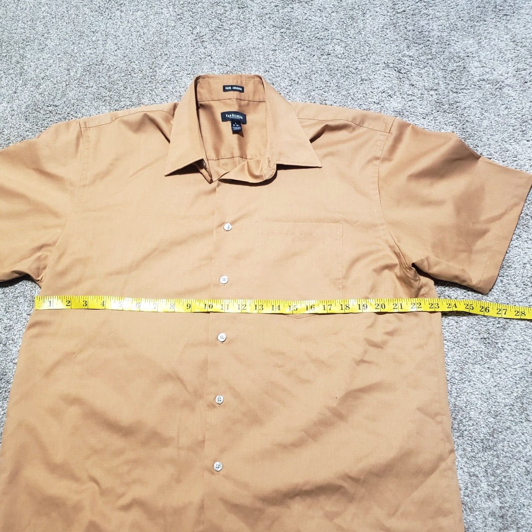 Van Heusen Van Heusen Shirt Adult Men Orange Short Sleeve Button-Up L Size US L / EU 52-54 / 3 - 4 Thumbnail
