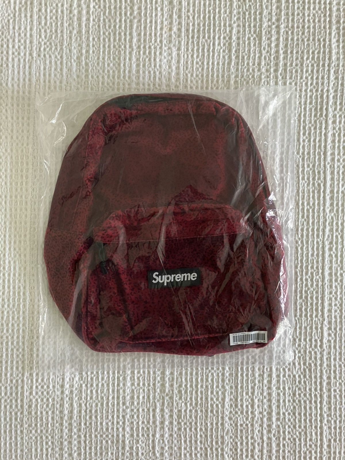 Pre-owned Supreme Velvet Backpack (red Leopard)