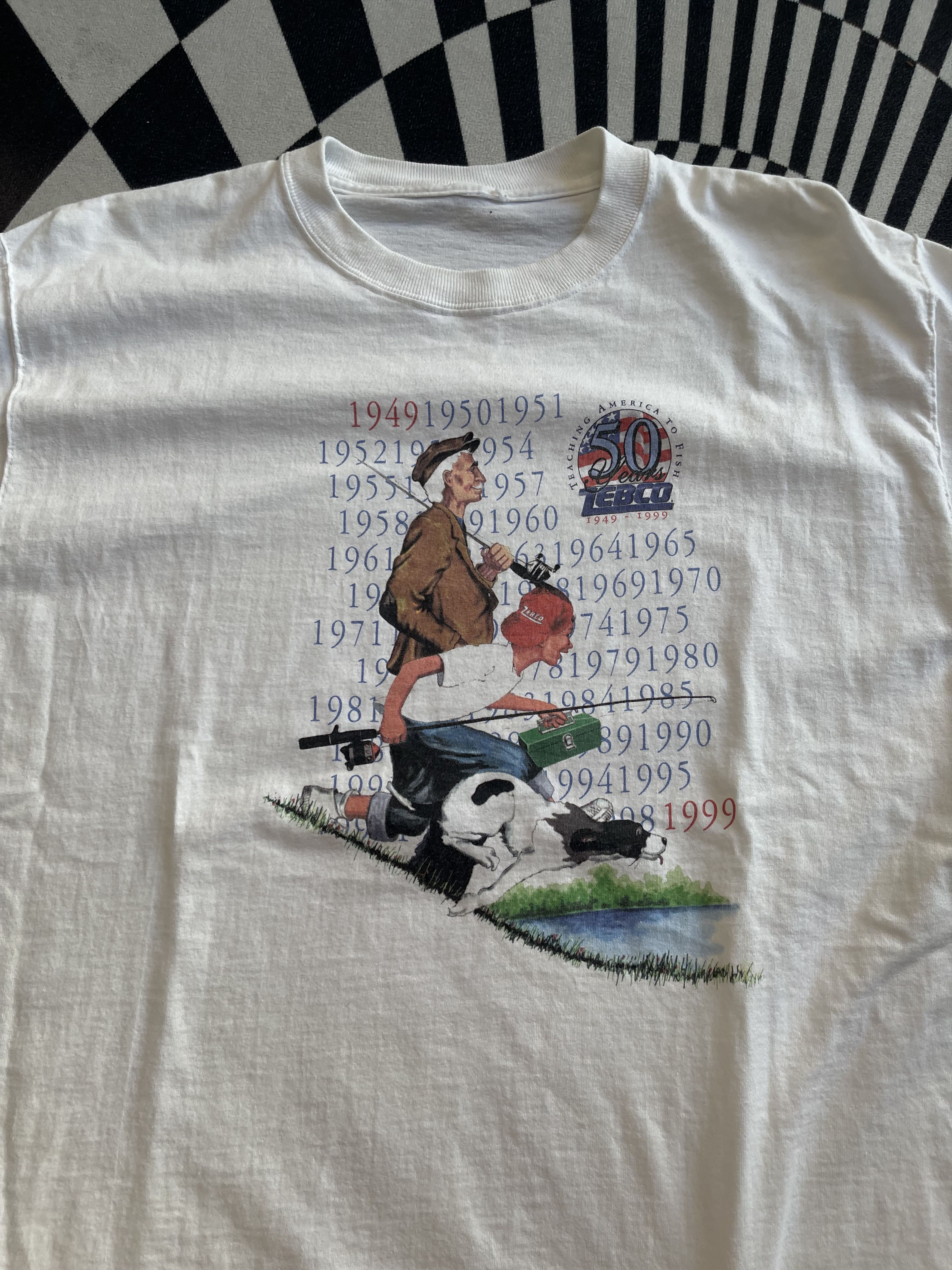 Arts & Science Vintage 90s Zebco 50th Anniv - Norman Rockwell Style Art XL Size US XL / EU 56 / 4 - 2 Thumbnail