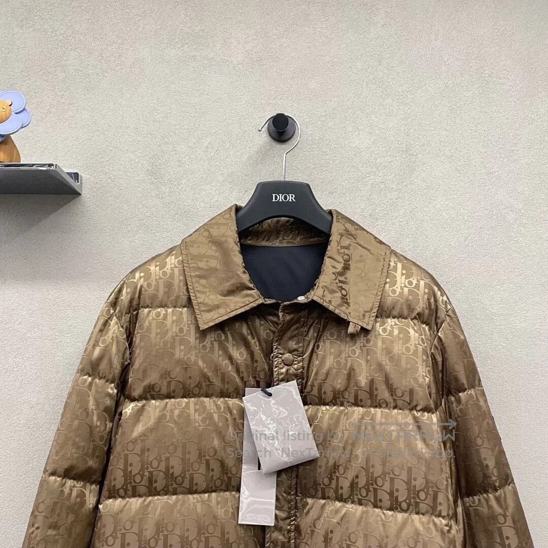 Dior dior logo print puffer jacket in champagne brown. Size US L / EU 52-54 / 3 - 4 Thumbnail