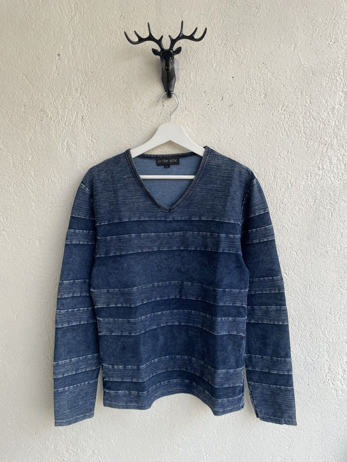 If Six Was Nine 2000s InTheAttic Blue Jeans Striped Sweater Y2K LGB Hysteric Size US S / EU 44-46 / 1 - 1 Thumbnail