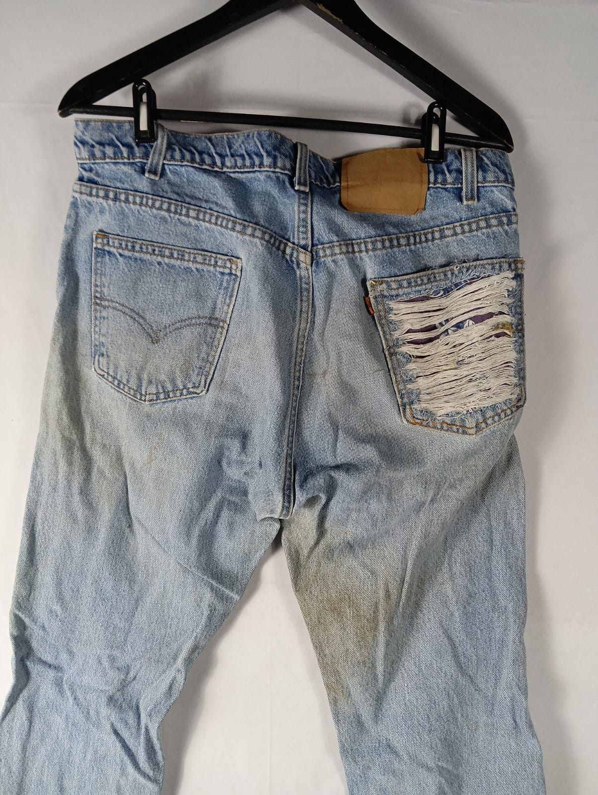 Levi's Vintage Clothing Vintage Levis 505 distressed denim rare orange tab Size US 35 - 8 Thumbnail