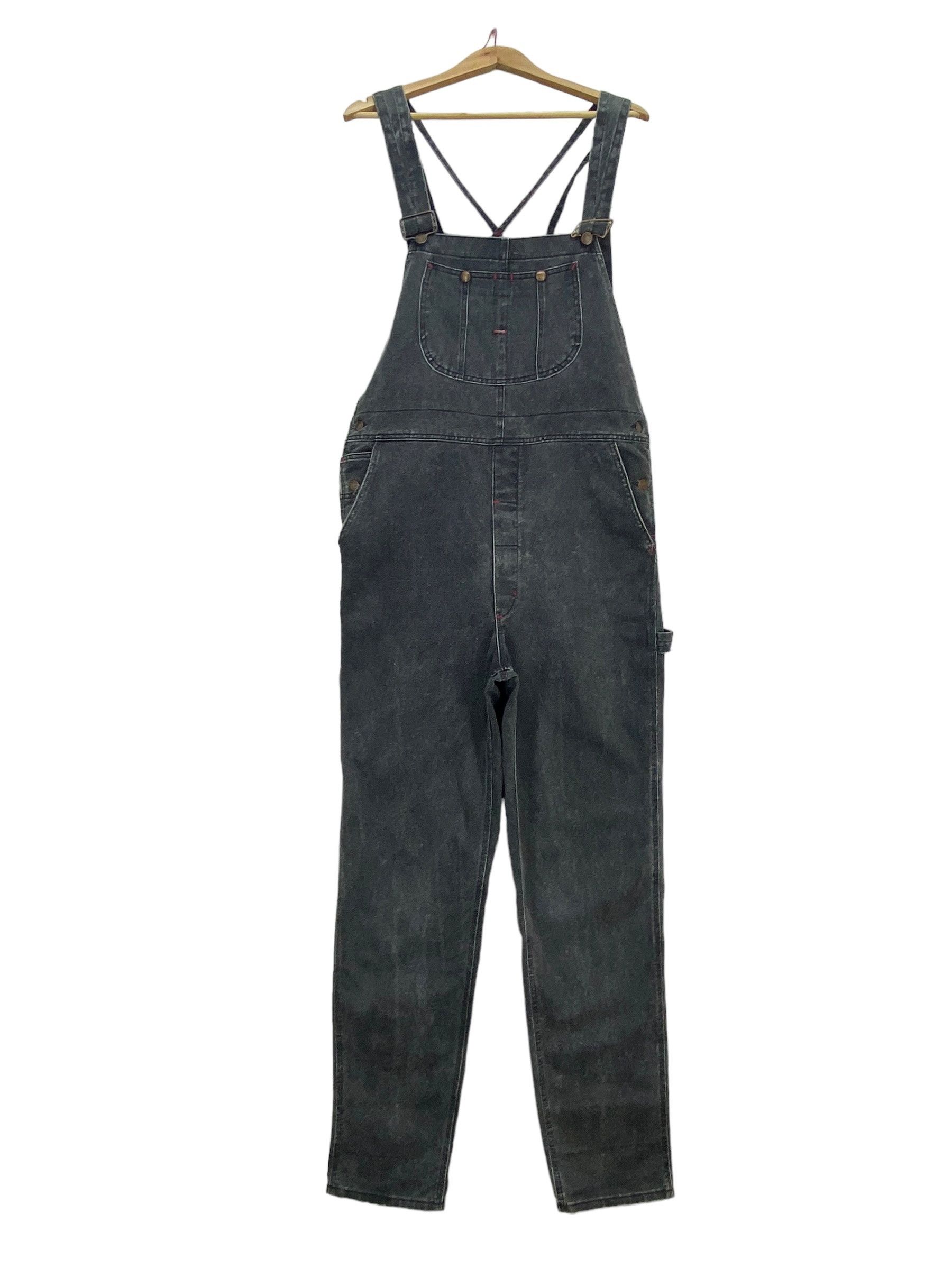 Cherokee × Vintage Cherokee Carpenter Bib Overalls Black Light Wash Jeans Size US 39 - 2 Thumbnail
