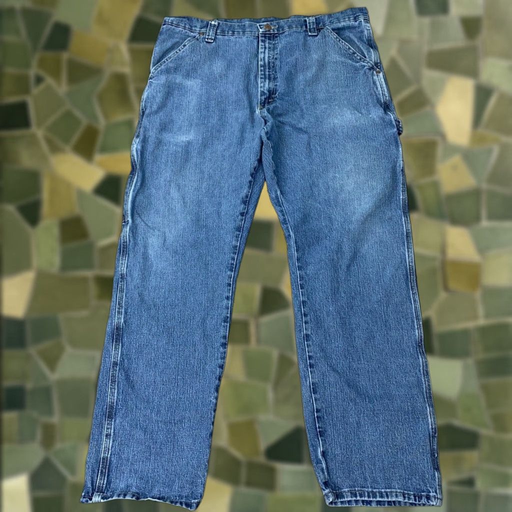 Wrangler VINTAGE Wrangler Jeans Mens 38x32 Blue Straight Denim Stretch 5-Pocket Design Size US 38 / EU 54 - 1 Thumbnail
