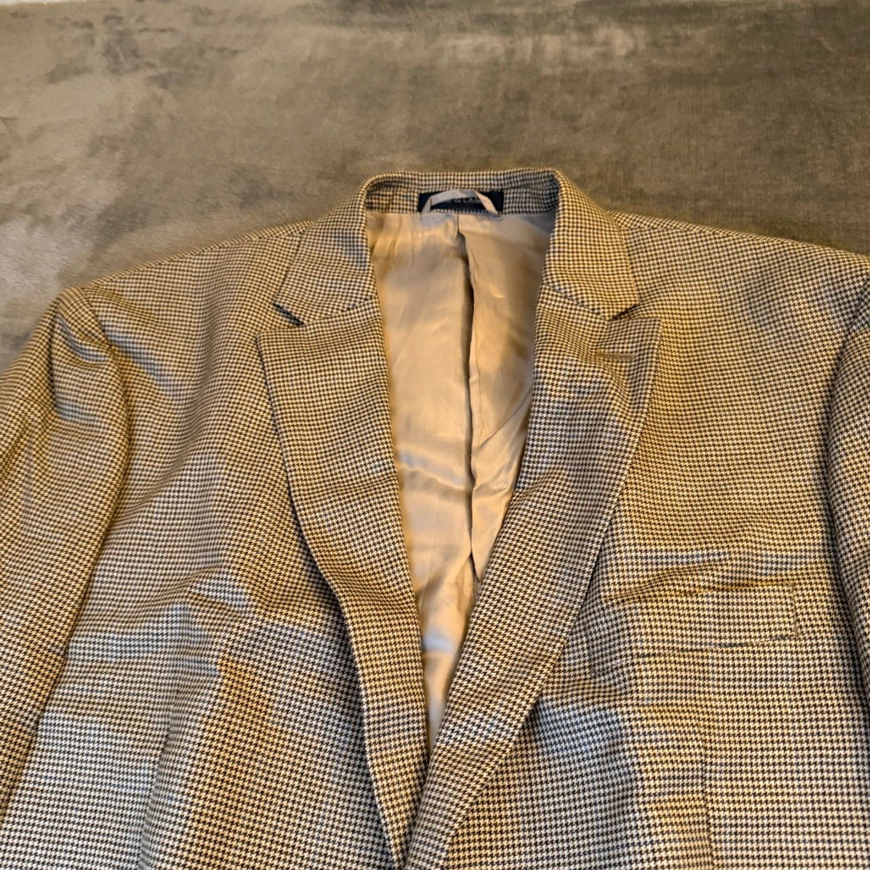 Ralph Lauren Lauren Ralph Lauren Houndstooth Blazer Jacket Sport Coat Two Button Mens 46 Beige Wool Check Business Casual 90s? No N/A Size 46R - 2 Thumbnail