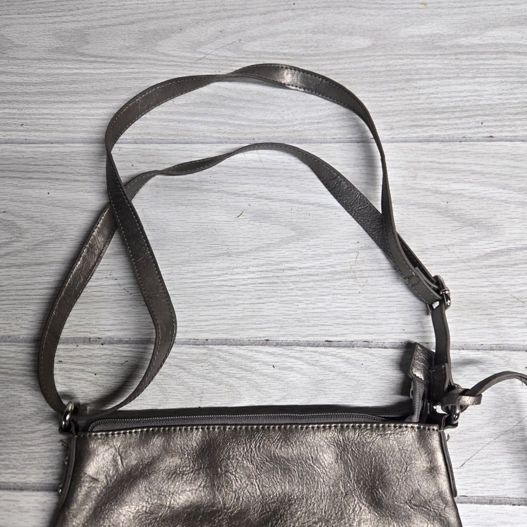 Vintage VINTAGE Style&co. Gray Silver Crossbody Purse Women Medium Faux Leather Women's Accessories 2000s Size ONE SIZE - 3 Thumbnail