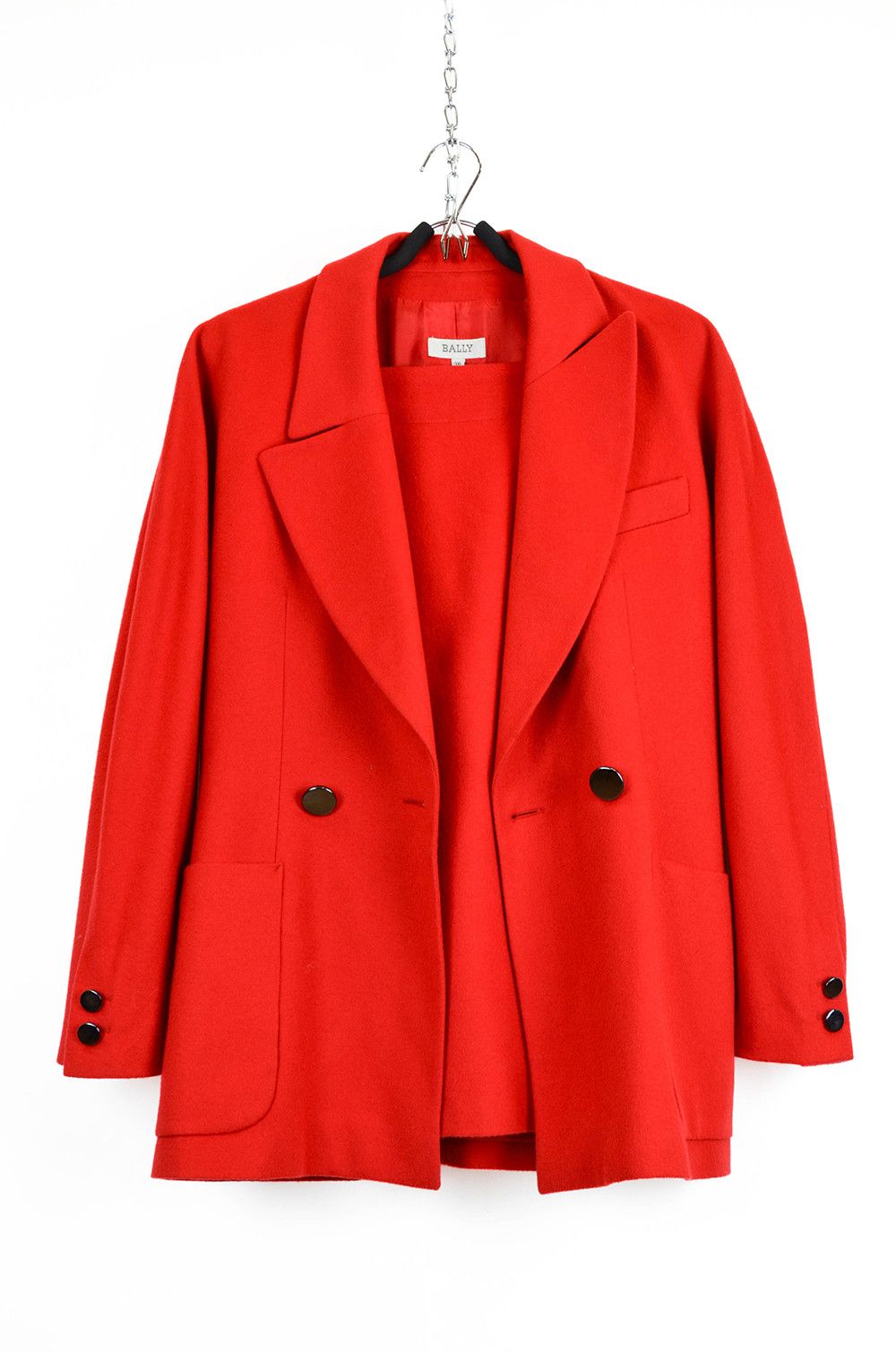 Bally BALLY Red Wool Blazer & Pencil Skirt Suit Set – Size EU 36 Size S / US 4 / IT 40 - 1 Thumbnail