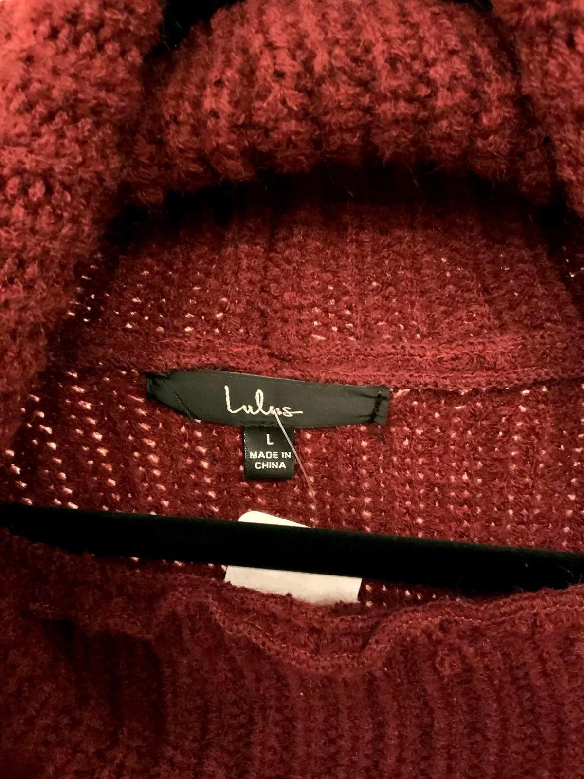 Lulus Lulus Cozy Wine Red Turtleneck Sweater, size L Size L / US 10 / IT 46 - 3 Thumbnail