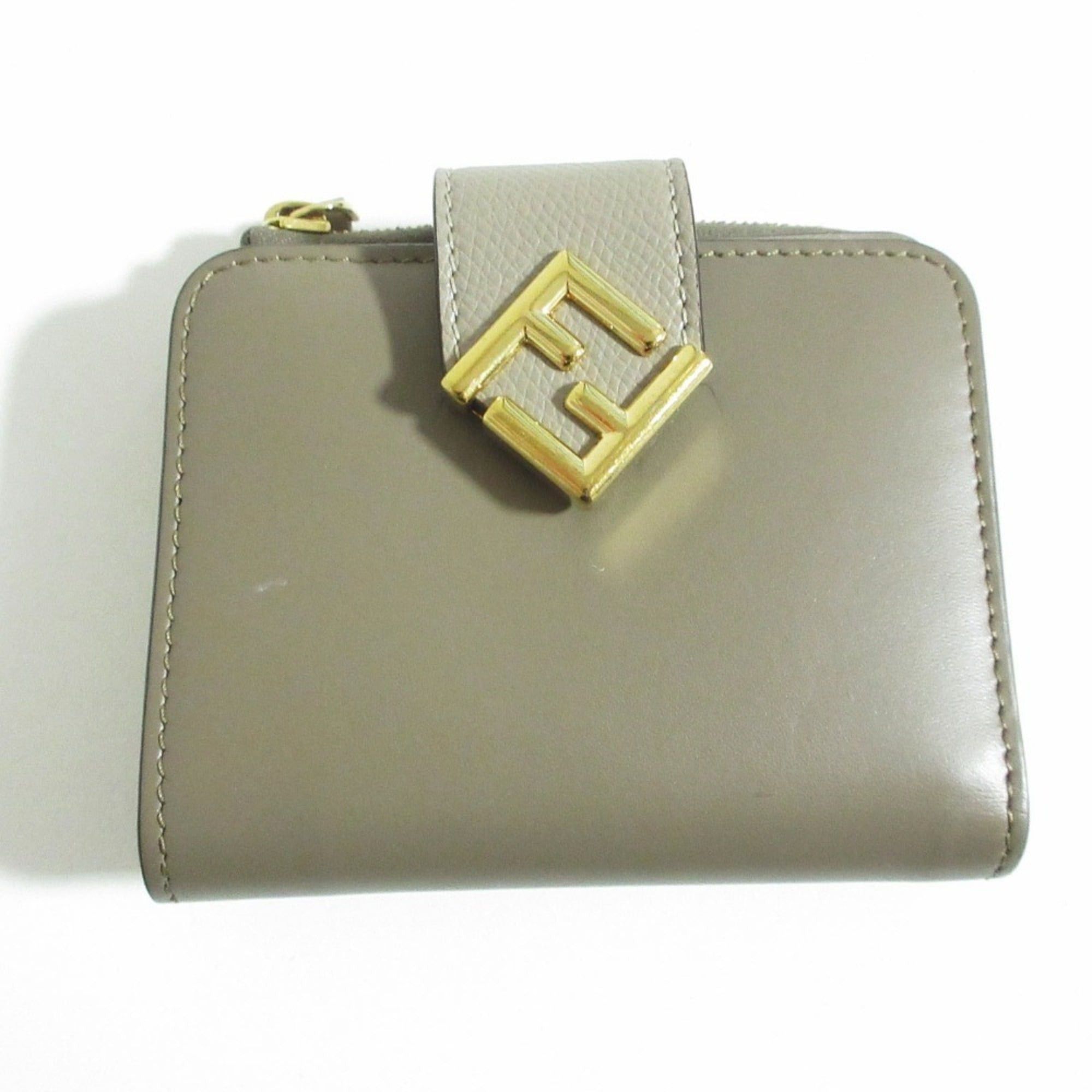 Fendi FENDI FF Diamond Bi-fold Wallet, Taupe, Women's Size ONE SIZE - 1 Thumbnail