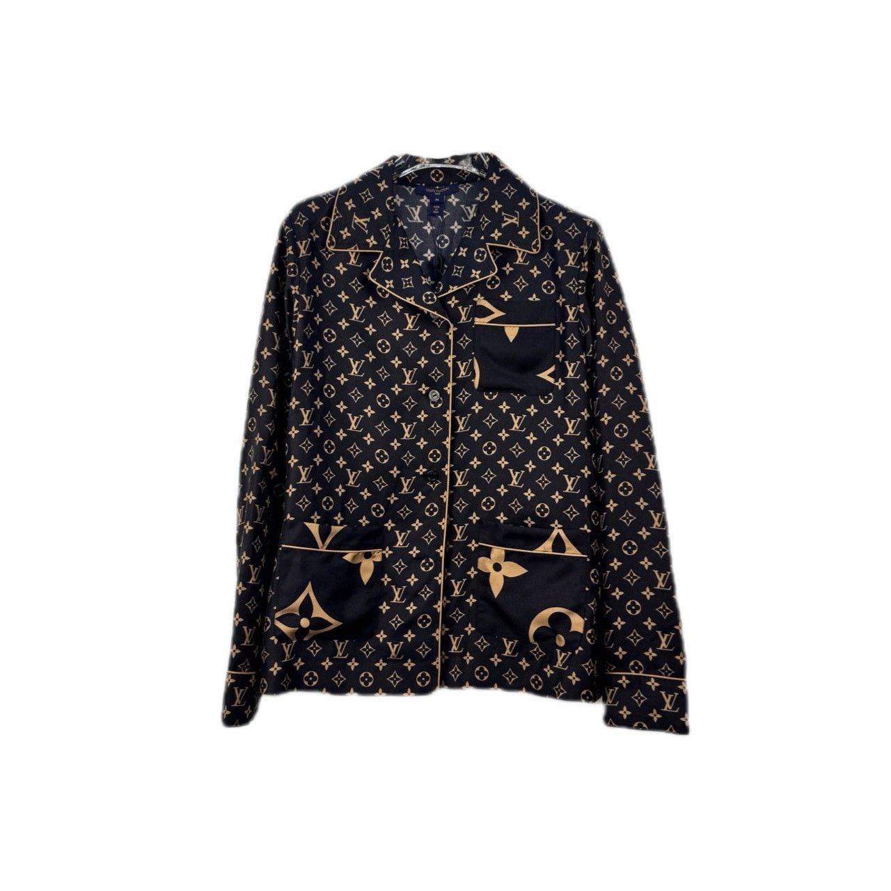 Louis Vuitton Louis Vuitton Black full logo mulberry silk shirt Nextarro Size XS / US 0-2 / IT 36-38 - 1 Thumbnail