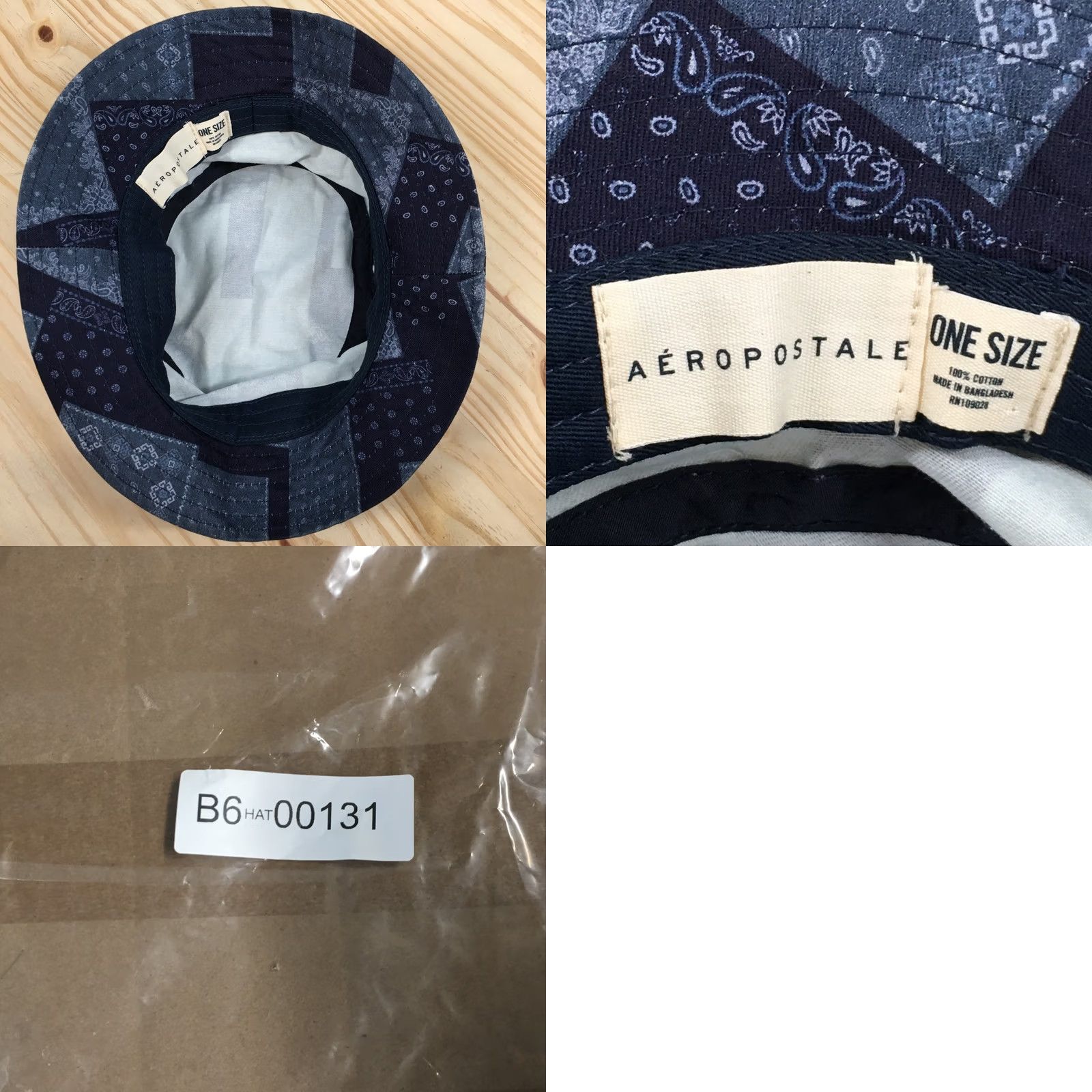 Aeropostale Aeropostale Bucket Hat One Size Fits All Blue Paisley Cotton Fitted Unisex Size ONE SIZE - 8 Thumbnail