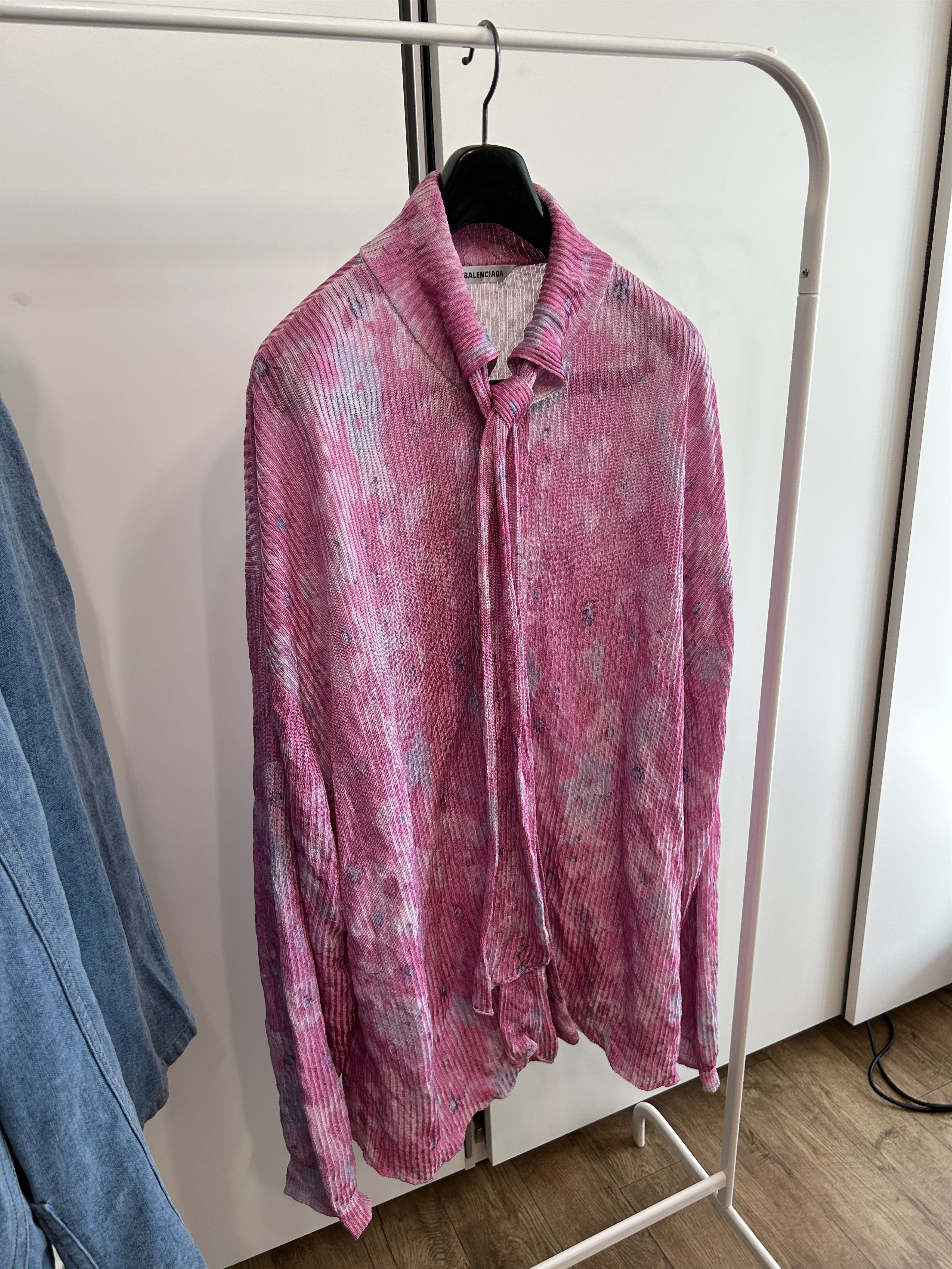 Balenciaga BALENCIAGA Self-Tie Pleated Floral Collection Shirt Size US XL / EU 56 / 4 - 4 Thumbnail