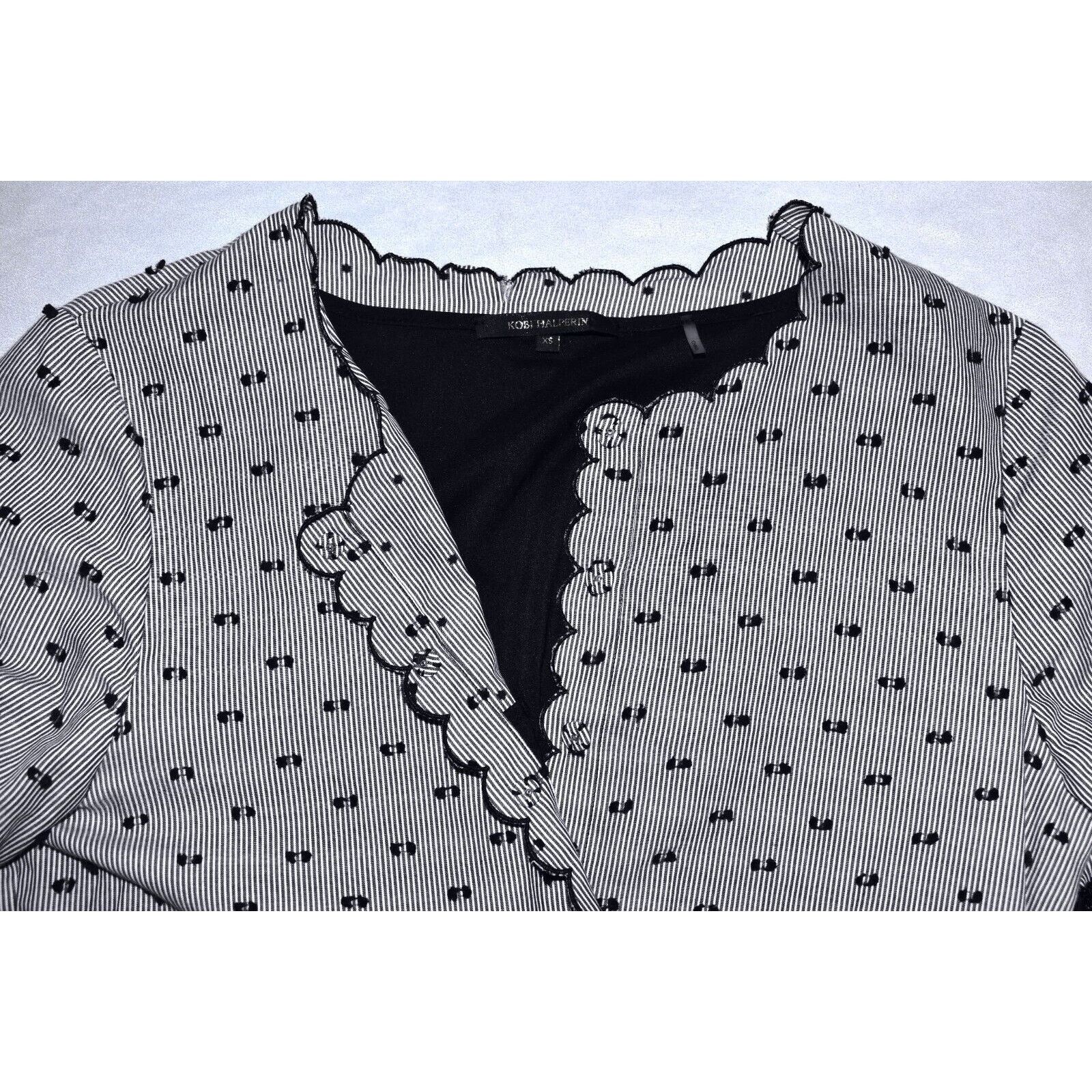 KOBI HALPERIN NEW KOBI HALPERIN Gray White Black Dots Bell Sleeve Dress XS Size XS / US 0-2 / IT 36-38 - 5 Thumbnail