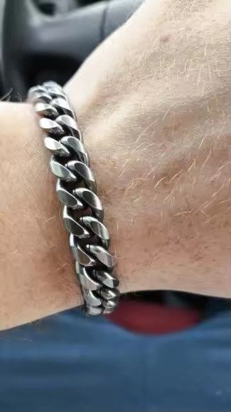 Jewelry 18 Cm + 10 Mm Cuban Link Chain Bracelet in Silver, Men's