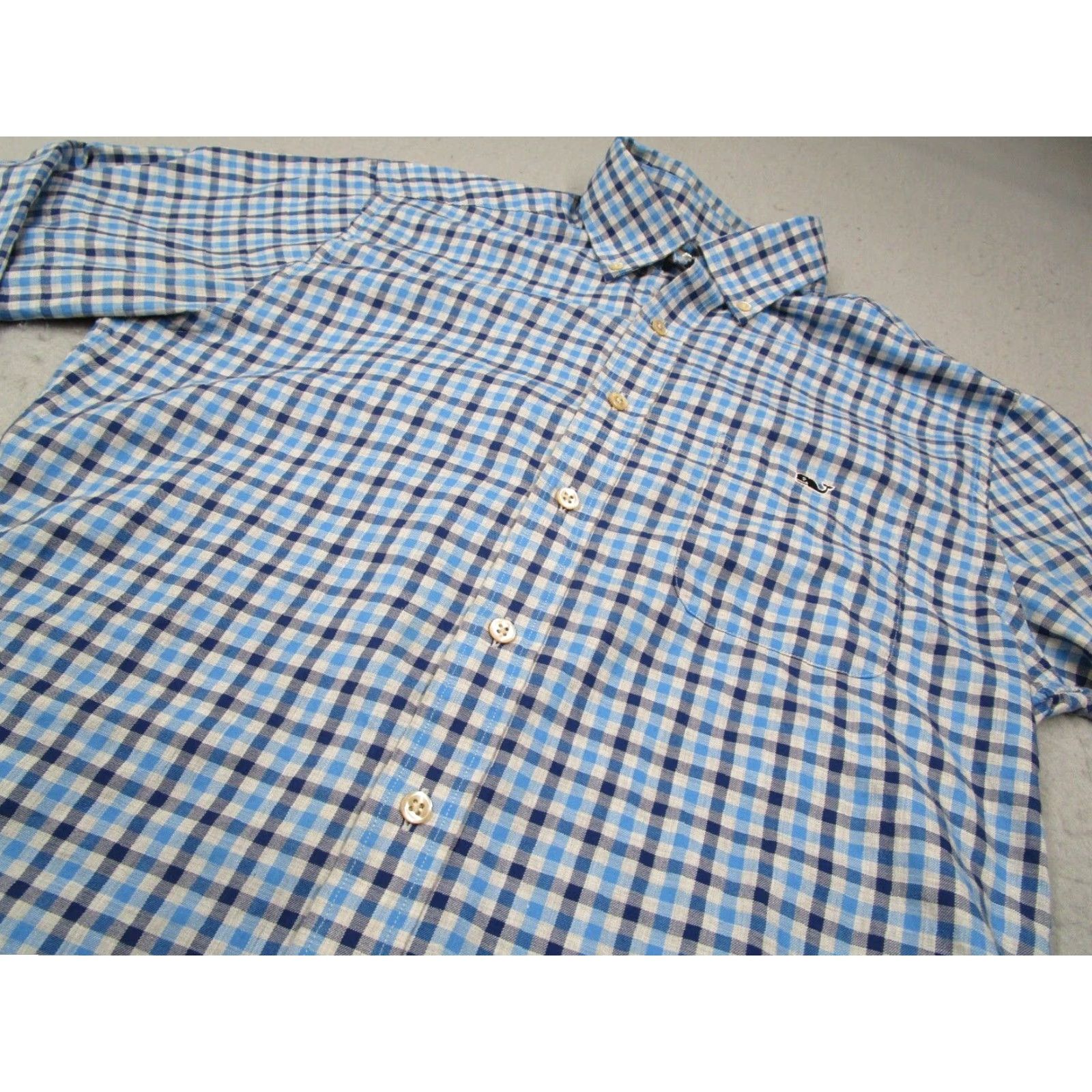 Vineyard Vines VINTAGE Vineyard Vines Men's Shirt Medium Blue Plaid Slim Fit Button Up Tucker Logo Casual Work Whale Size US M / EU 48-50 / 2 - 2 Thumbnail