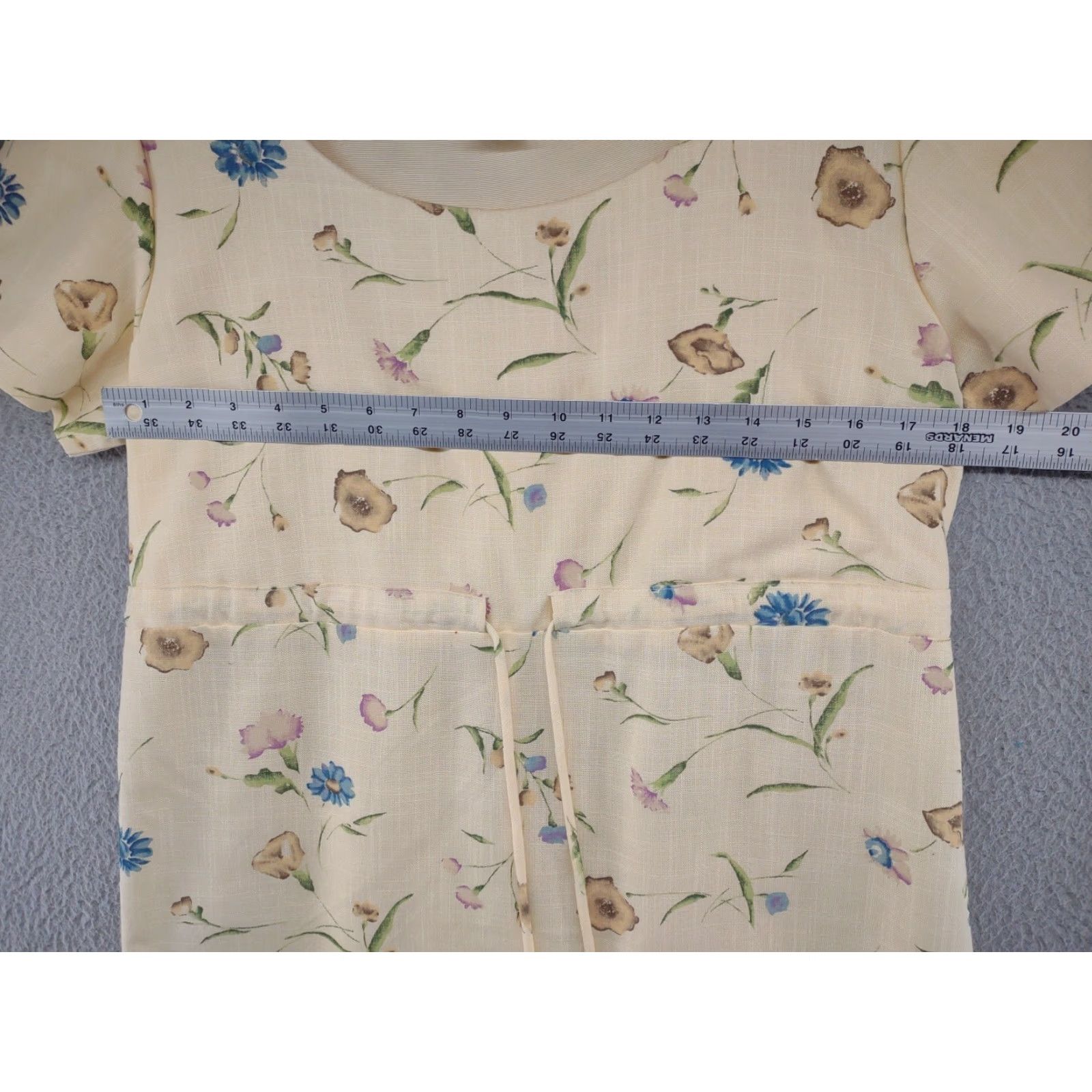 Vintage 90s SL FASHIONS Yellow Floral Pattern Shirt Long Dress USA Made Women's SZ 14 Size XL / US 12-14 / IT 48-50 - 5 Thumbnail