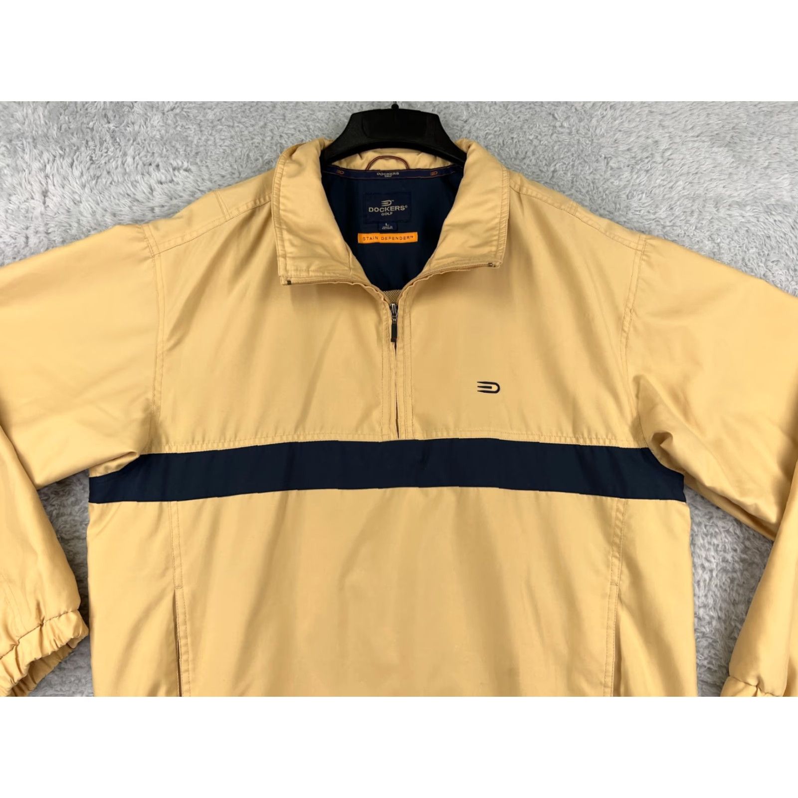 Dockers VINTAGE Dockers Golf Sweater Mens Large Yellow Black 1/4 Zip Collared 100% Polyester Size US L / EU 52-54 / 3 - 4 Thumbnail