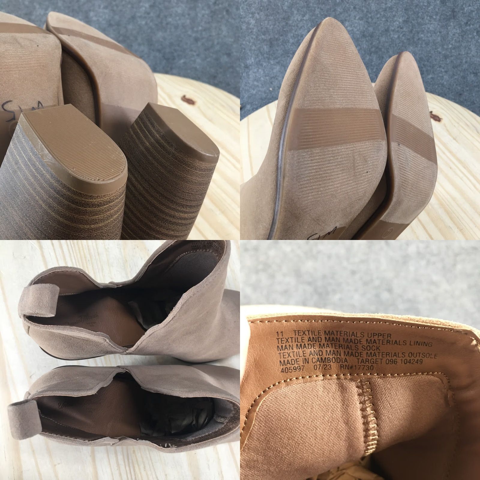 Vintage Universal Thread Boots Womens 11 Ankle Booties Beige Faux Leather Block Heels Size US 11 / IT 41 - 9 Thumbnail