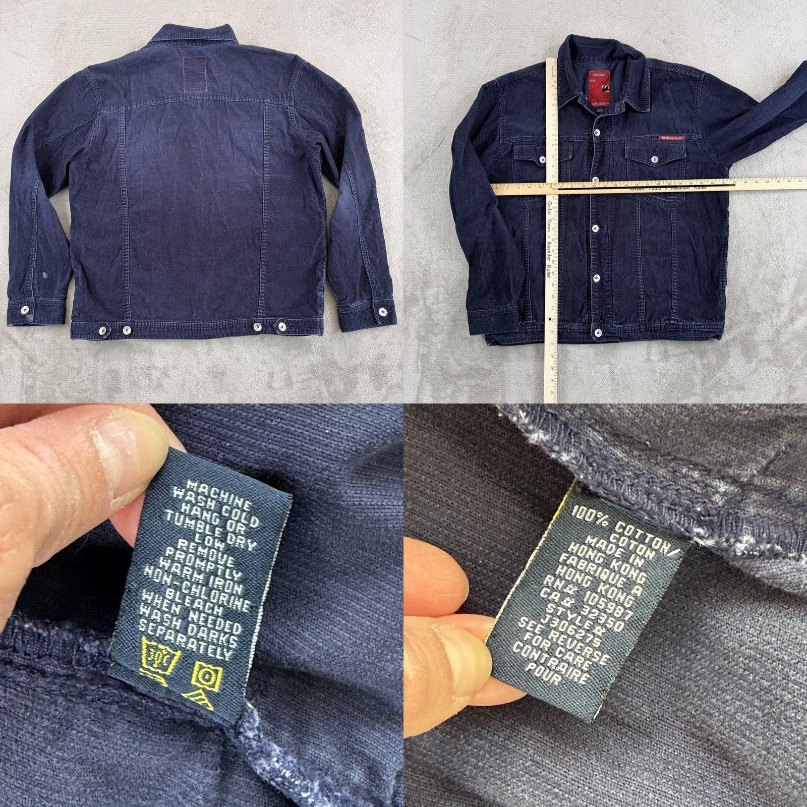 Quiksilver VINTAGE Quiksilver Surfwear Trucker Jacket Navy Corduroy Men Large Grunge 90s Beach Casual Jacket Mens City? Size US L / EU 52-54 / 3 - 8 Thumbnail