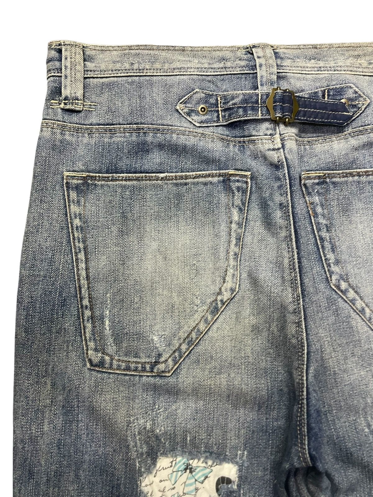 Hysteric Glamour × Japanese Brand Bit Blue X Scolar Japan Drop Crotch Craft Sashiko Boro Jeans Size US 31 - 16 Thumbnail