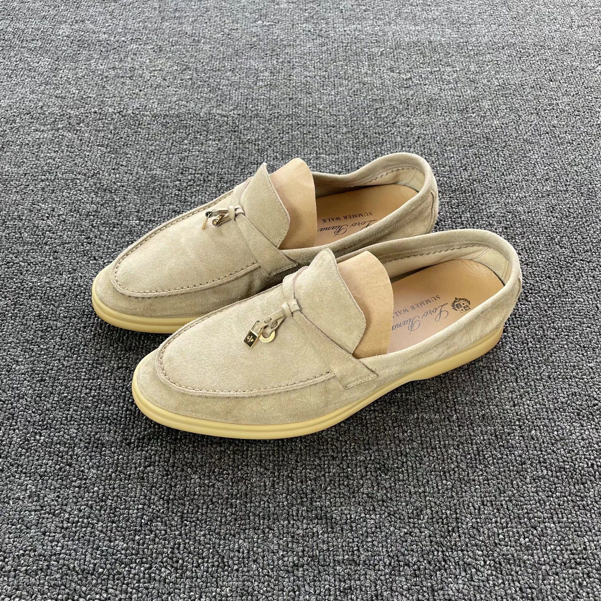 Loro Piana Loro Piana Suede Loafers Women's Sand 38 95 New Size US 7.5 / IT 37.5 - 1 Thumbnail